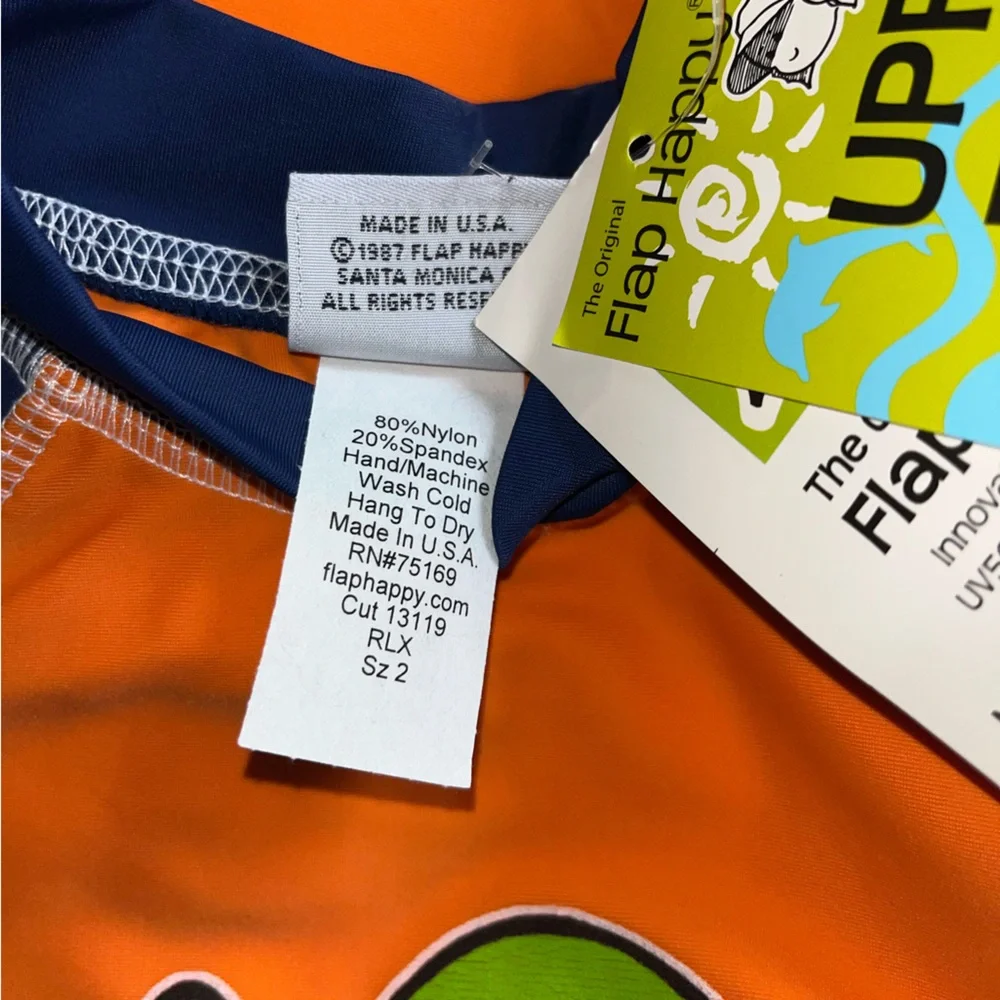 Flap Happy Kids UV 50 NWT Octopus Graphic Rash Guard Swim Top Size 2